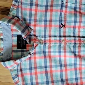 American eagle button down plaid shirt medium